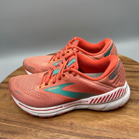 Brooks Adrenaline GTS 22 Shoes Womens 8.5 B Orange Running Walking Gym Sneakers - Picture 3 of 8